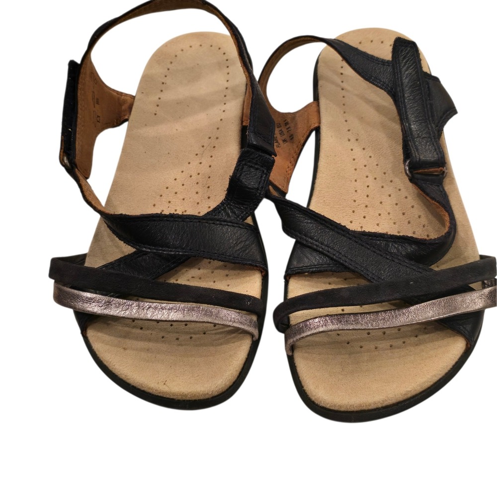 Hotter Flare II Leather Strappy Sandal Women US 7.5 EU 38.5 Black Pewter - Picture 8 of 10